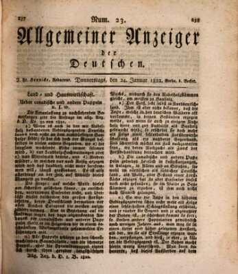 Allgemeiner Anzeiger der Deutschen Donnerstag 24. Januar 1822
