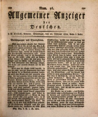 Allgemeiner Anzeiger der Deutschen Dienstag 26. Februar 1822