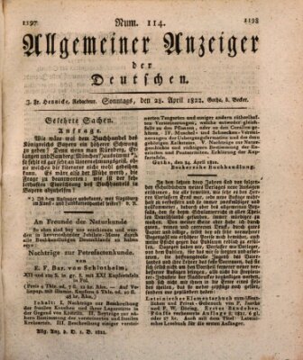 Allgemeiner Anzeiger der Deutschen Sonntag 28. April 1822