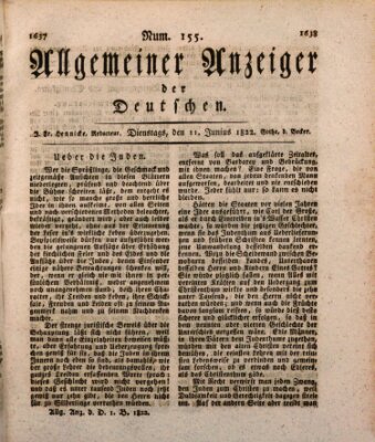 Allgemeiner Anzeiger der Deutschen Dienstag 11. Juni 1822