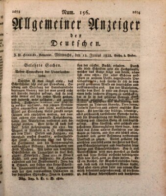 Allgemeiner Anzeiger der Deutschen Mittwoch 12. Juni 1822
