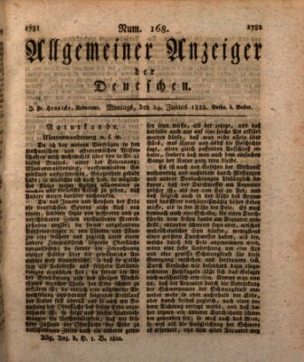 Allgemeiner Anzeiger der Deutschen Montag 24. Juni 1822