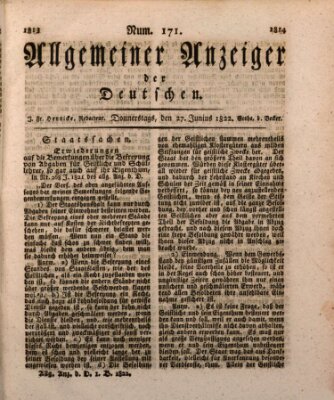 Allgemeiner Anzeiger der Deutschen Donnerstag 27. Juni 1822