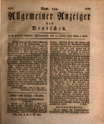 Allgemeiner Anzeiger der Deutschen Samstag 20. Juli 1822