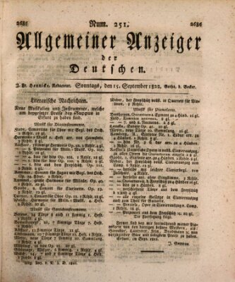 Allgemeiner Anzeiger der Deutschen Sonntag 15. September 1822
