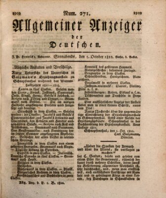 Allgemeiner Anzeiger der Deutschen Samstag 5. Oktober 1822