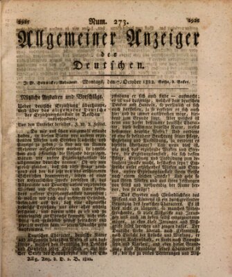 Allgemeiner Anzeiger der Deutschen Montag 7. Oktober 1822