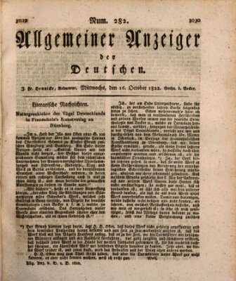 Allgemeiner Anzeiger der Deutschen Mittwoch 16. Oktober 1822