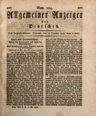 Allgemeiner Anzeiger der Deutschen Freitag 18. Oktober 1822