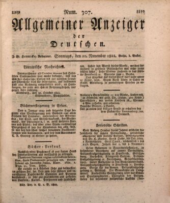 Allgemeiner Anzeiger der Deutschen Sonntag 10. November 1822