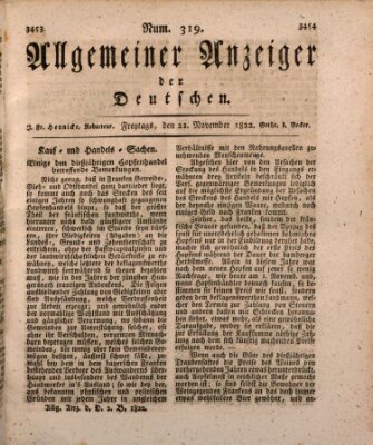 Allgemeiner Anzeiger der Deutschen Freitag 22. November 1822
