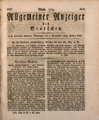 Allgemeiner Anzeiger der Deutschen Montag 2. Dezember 1822