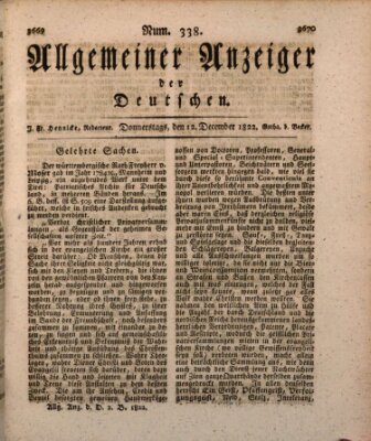 Allgemeiner Anzeiger der Deutschen Donnerstag 12. Dezember 1822