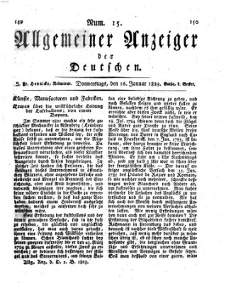 Allgemeiner Anzeiger der Deutschen Donnerstag 16. Januar 1823