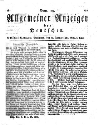 Allgemeiner Anzeiger der Deutschen Sonntag 19. Januar 1823