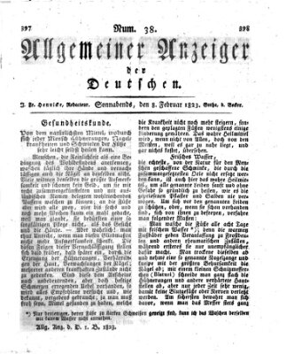 Allgemeiner Anzeiger der Deutschen Samstag 8. Februar 1823