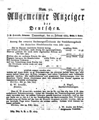 Allgemeiner Anzeiger der Deutschen Donnerstag 20. Februar 1823