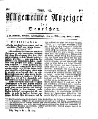 Allgemeiner Anzeiger der Deutschen Donnerstag 20. März 1823
