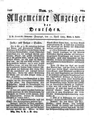 Allgemeiner Anzeiger der Deutschen Freitag 11. April 1823