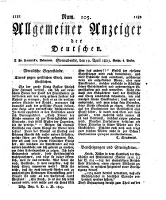 Allgemeiner Anzeiger der Deutschen Samstag 19. April 1823