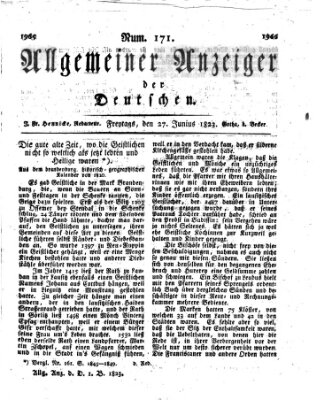 Allgemeiner Anzeiger der Deutschen Freitag 27. Juni 1823