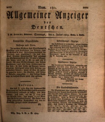 Allgemeiner Anzeiger der Deutschen Sonntag 6. Juli 1823
