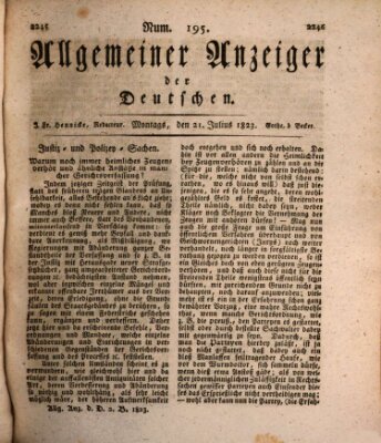 Allgemeiner Anzeiger der Deutschen Montag 21. Juli 1823