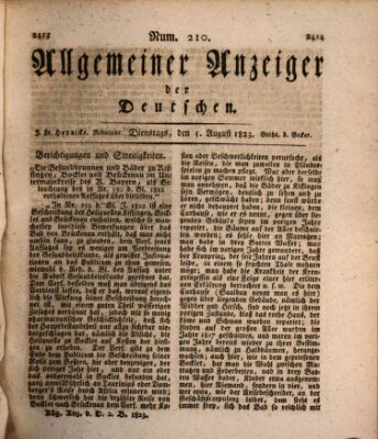 Allgemeiner Anzeiger der Deutschen Dienstag 5. August 1823