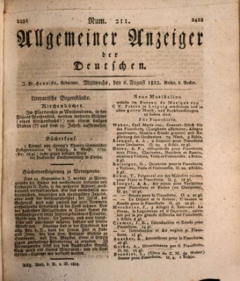 Allgemeiner Anzeiger der Deutschen Mittwoch 6. August 1823