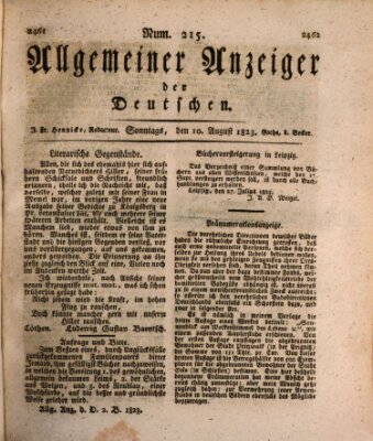 Allgemeiner Anzeiger der Deutschen Sonntag 10. August 1823