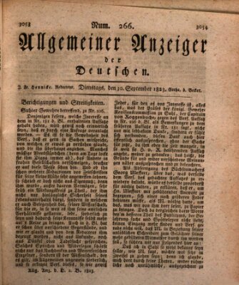 Allgemeiner Anzeiger der Deutschen Dienstag 30. September 1823