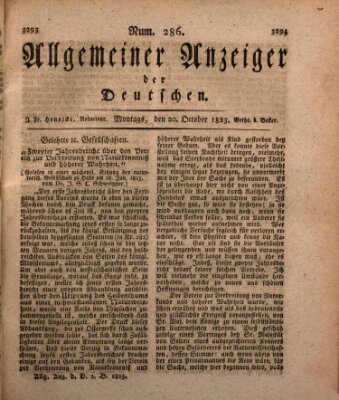 Allgemeiner Anzeiger der Deutschen Montag 20. Oktober 1823