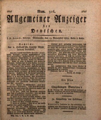 Allgemeiner Anzeiger der Deutschen Mittwoch 19. November 1823