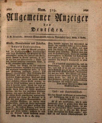Allgemeiner Anzeiger der Deutschen Samstag 22. November 1823