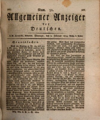 Allgemeiner Anzeiger der Deutschen Montag 2. Februar 1824