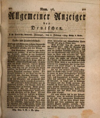 Allgemeiner Anzeiger der Deutschen Freitag 6. Februar 1824