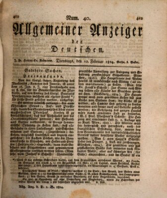 Allgemeiner Anzeiger der Deutschen Dienstag 10. Februar 1824