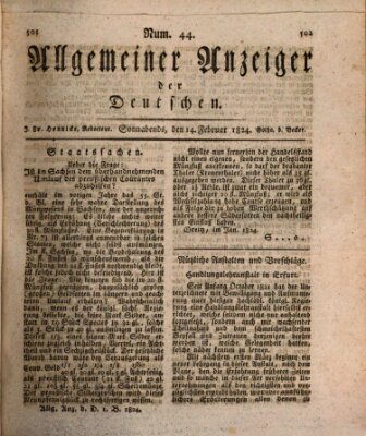Allgemeiner Anzeiger der Deutschen Samstag 14. Februar 1824