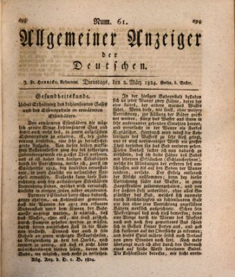 Allgemeiner Anzeiger der Deutschen Dienstag 2. März 1824