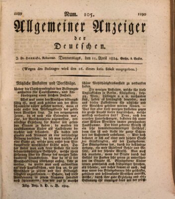 Allgemeiner Anzeiger der Deutschen Donnerstag 15. April 1824