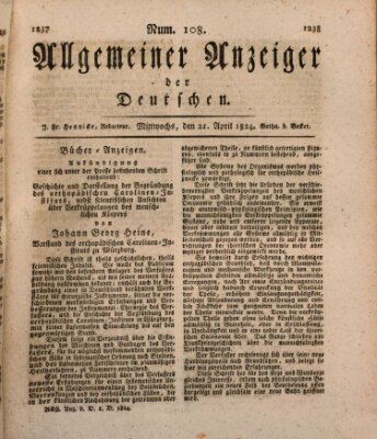 Allgemeiner Anzeiger der Deutschen Mittwoch 21. April 1824