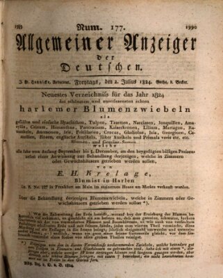 Allgemeiner Anzeiger der Deutschen Freitag 2. Juli 1824