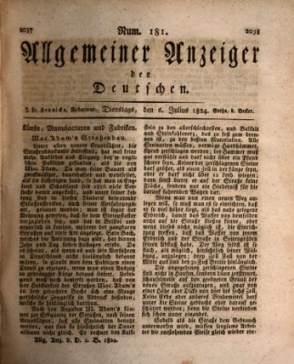 Allgemeiner Anzeiger der Deutschen Dienstag 6. Juli 1824