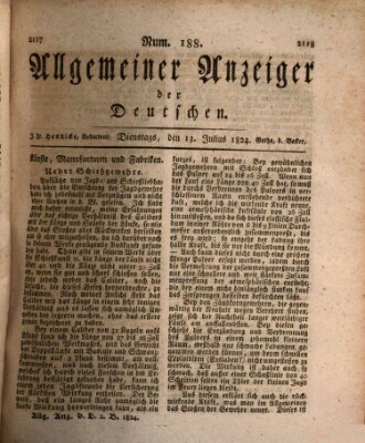 Allgemeiner Anzeiger der Deutschen Dienstag 13. Juli 1824