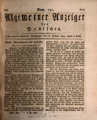 Allgemeiner Anzeiger der Deutschen Freitag 16. Juli 1824