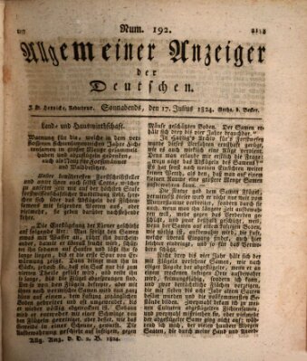 Allgemeiner Anzeiger der Deutschen Samstag 17. Juli 1824