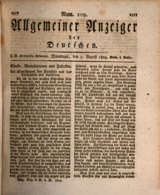 Allgemeiner Anzeiger der Deutschen Dienstag 3. August 1824
