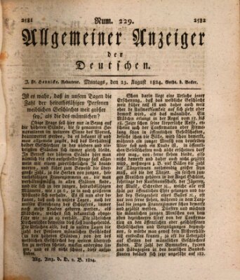 Allgemeiner Anzeiger der Deutschen Montag 23. August 1824