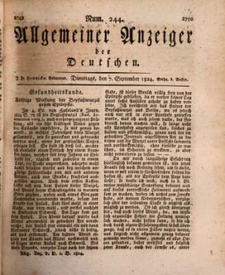 Allgemeiner Anzeiger der Deutschen Dienstag 7. September 1824