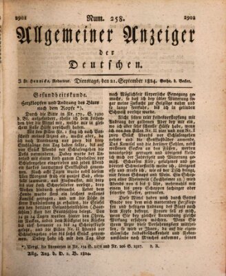 Allgemeiner Anzeiger der Deutschen Dienstag 21. September 1824